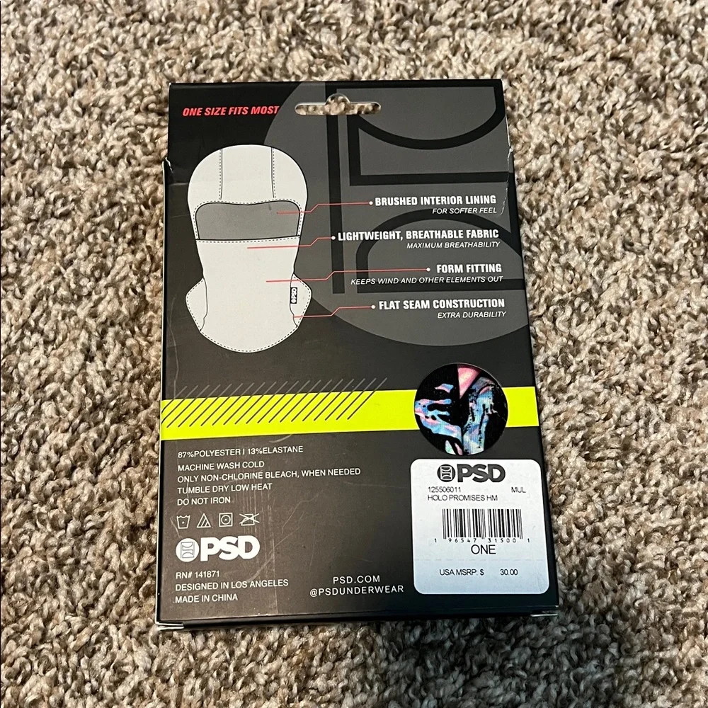 PSD Pink and Black Hooded Mask with Graphic Design